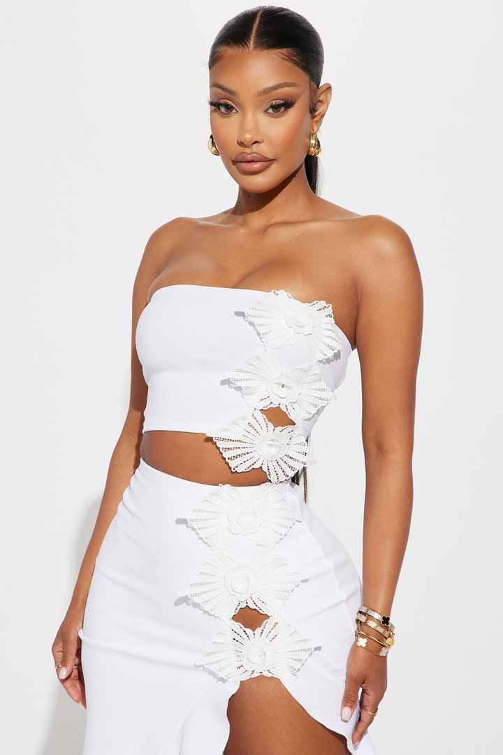 I Want Your Attention Skirt Set - White