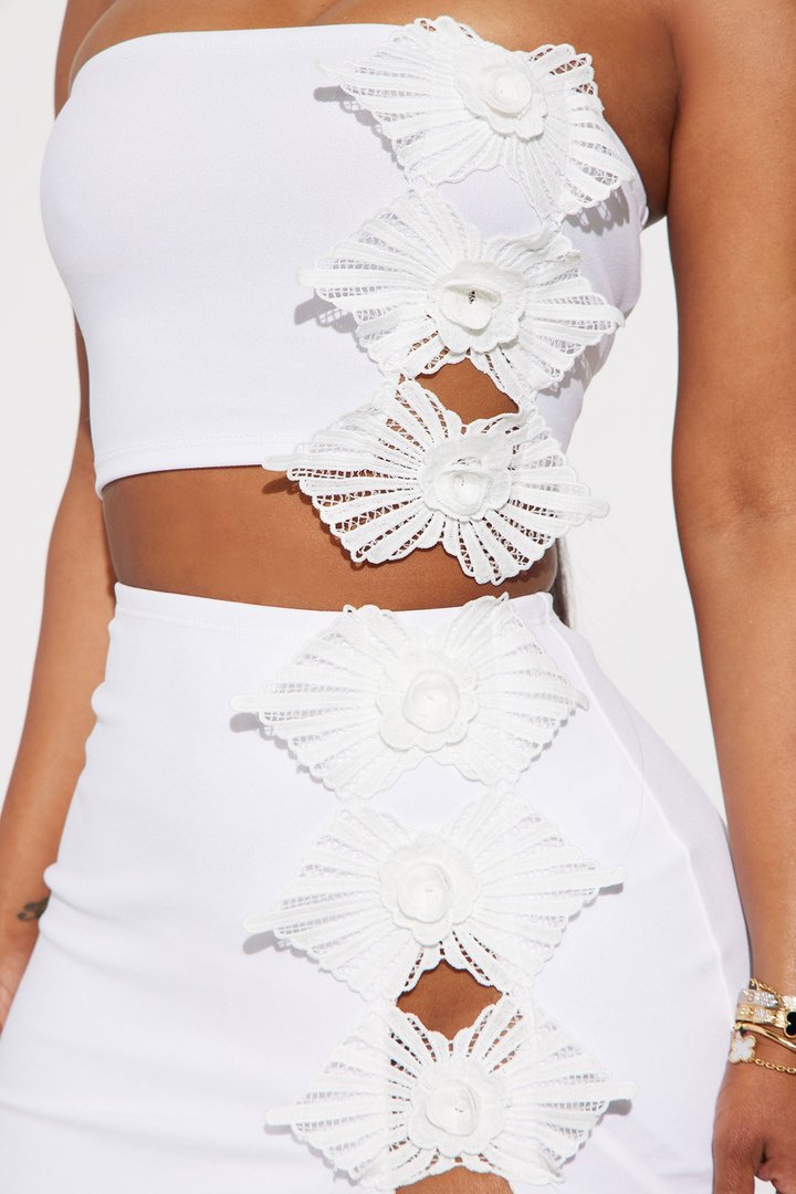 I Want Your Attention Skirt Set - White