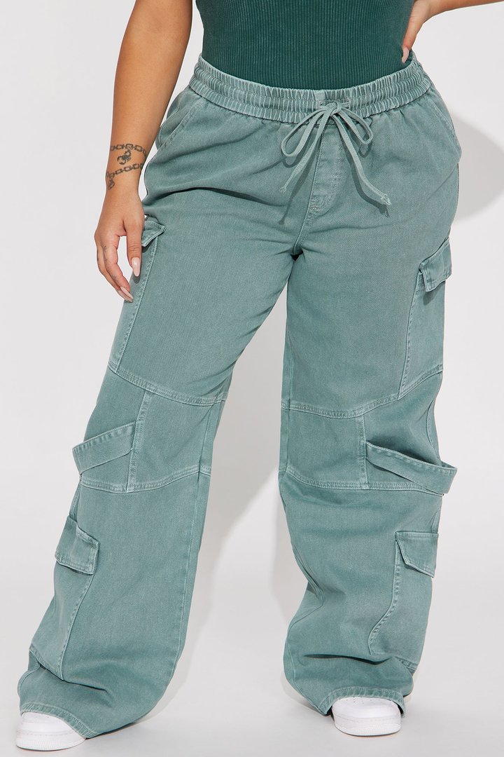 Know What To Do Non Stretch Cargo Jean - Green