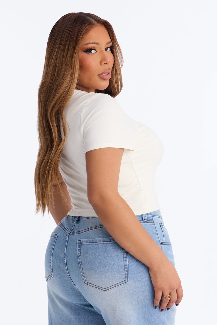 Jaslynn Double Lined Cropped Baby Tee - White