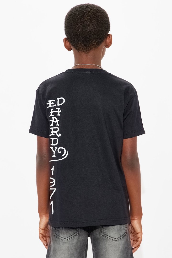 Mini Ed Hardy Cobra Front/Back Graphic T-Shirt - Charcoal