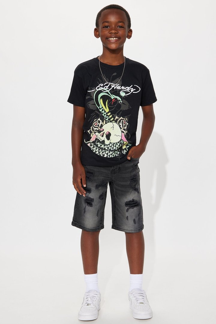 Mini Only Getting Better Distressed Denim Shorts - Black