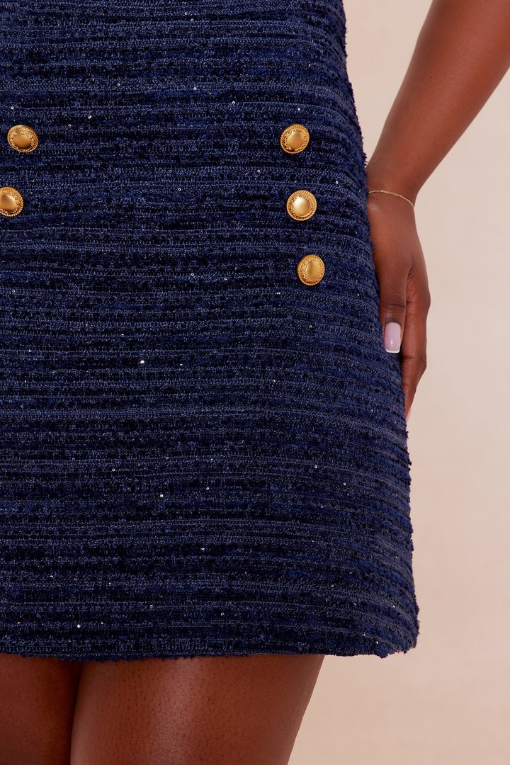 Marielle Tweed Mini Dress - Navy