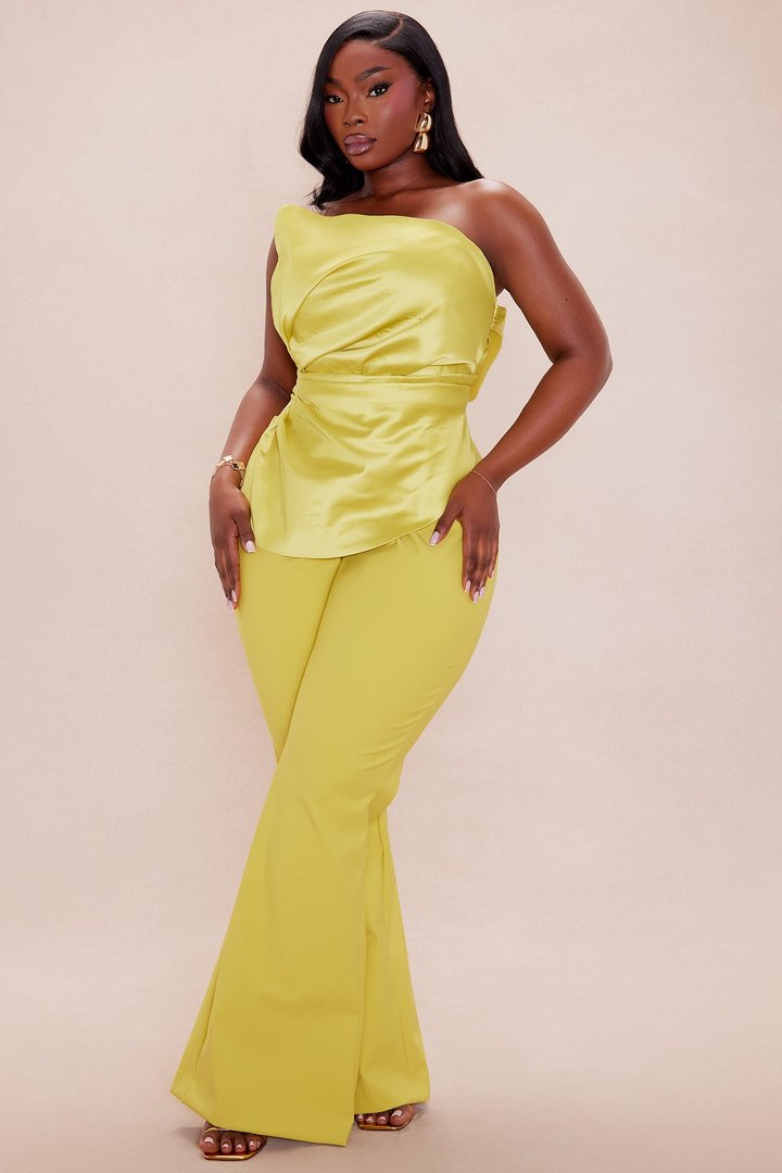 Ericka Satin Jumpsuit - Chartreuse