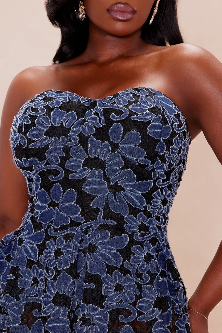 Jordan Embroidered Midi Dress - Blue/combo