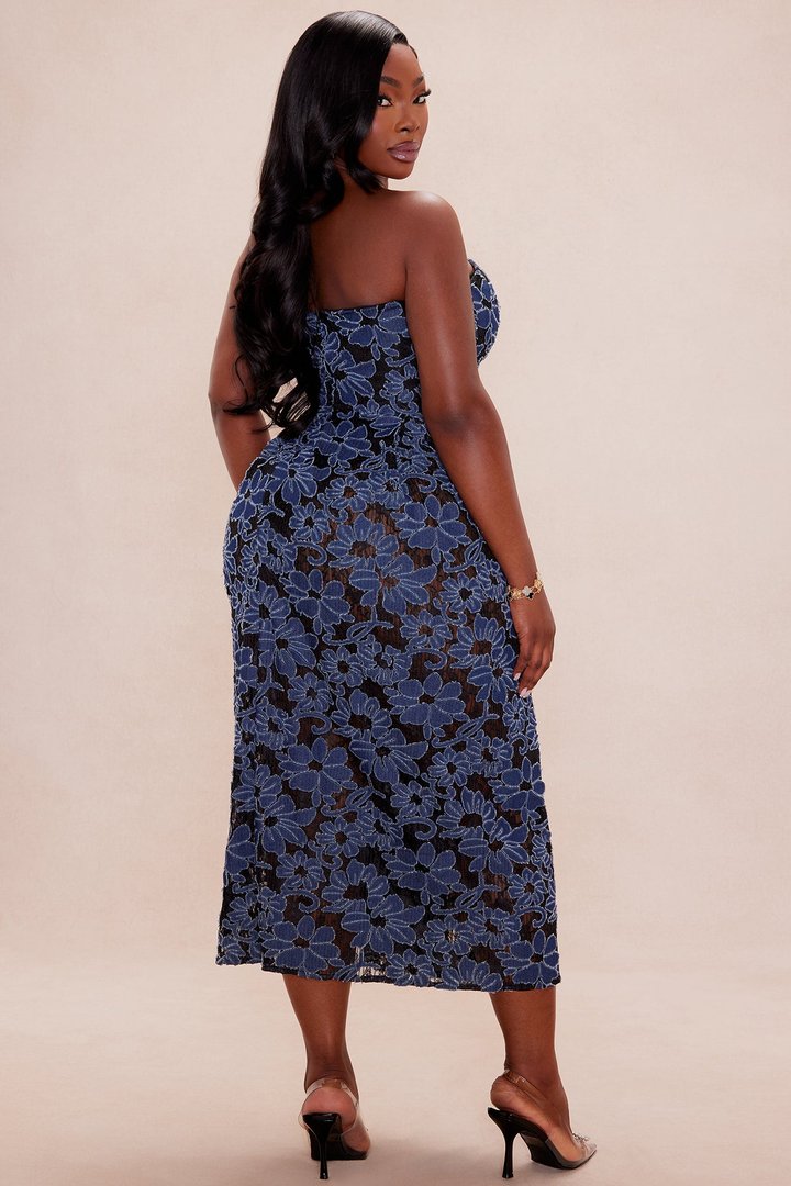 Jordan Embroidered Midi Dress - Blue/combo