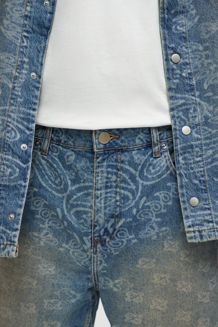 Paisley Last Relaxed Denim Shorts - Medium Blue Wash