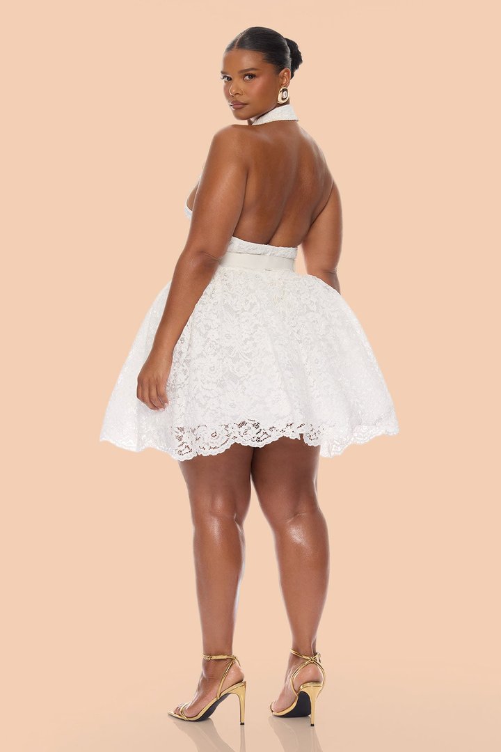 Colette Lace Mini Dress - White