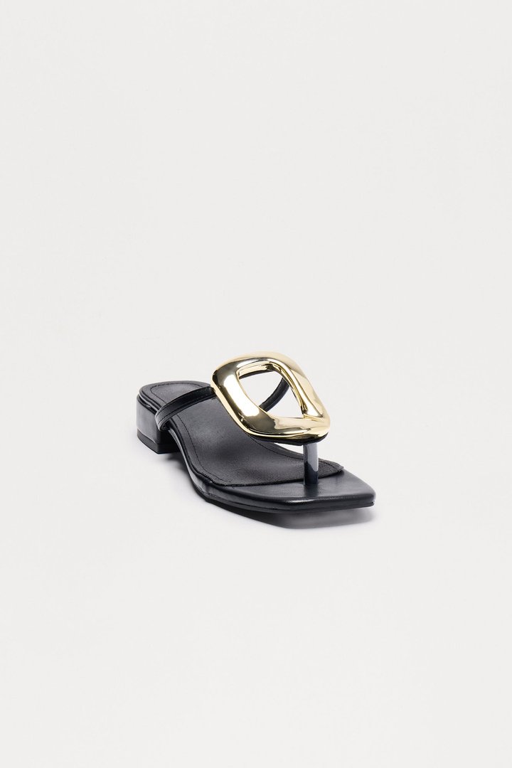 Montie Hardware Flip Flops - Black