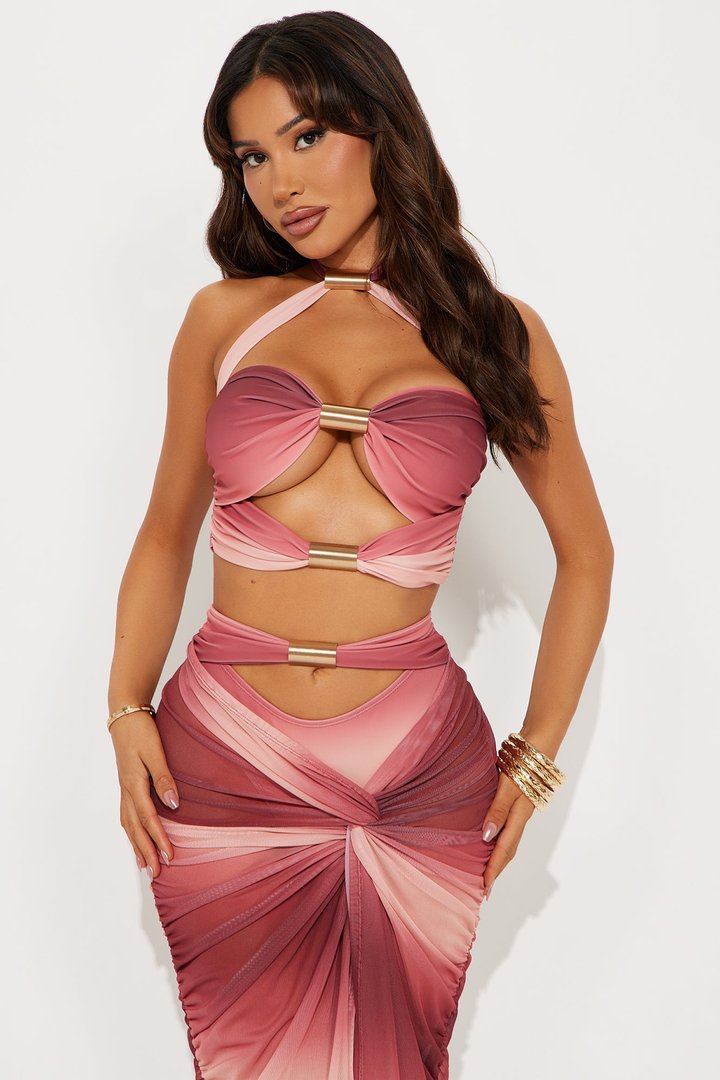 Brooke Hardware Cutout 2 Piece Bikini & Skirt Set - Rust