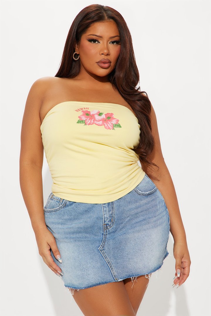 Aloha Floral Tube Top - Yellow
