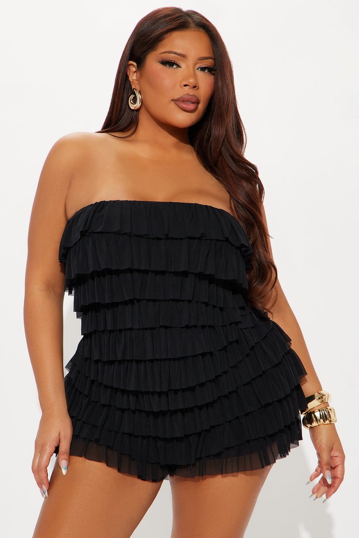 Good Girl Gone Rogue Mesh Romper - Black
