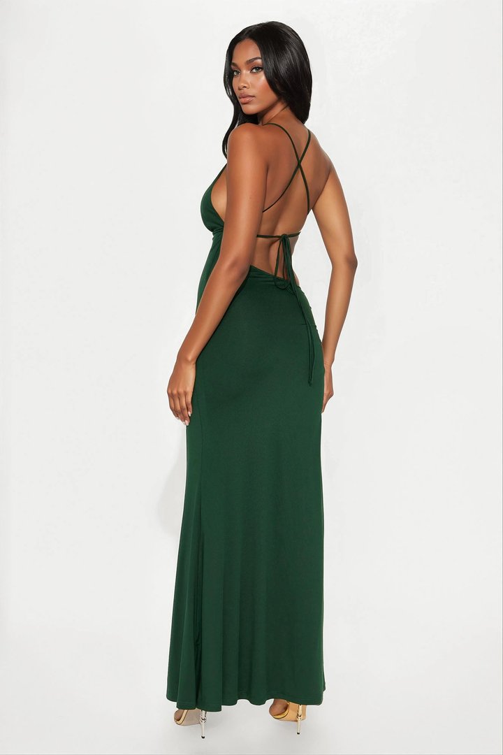 Over You Cut Out Maxi Dress - Hunter