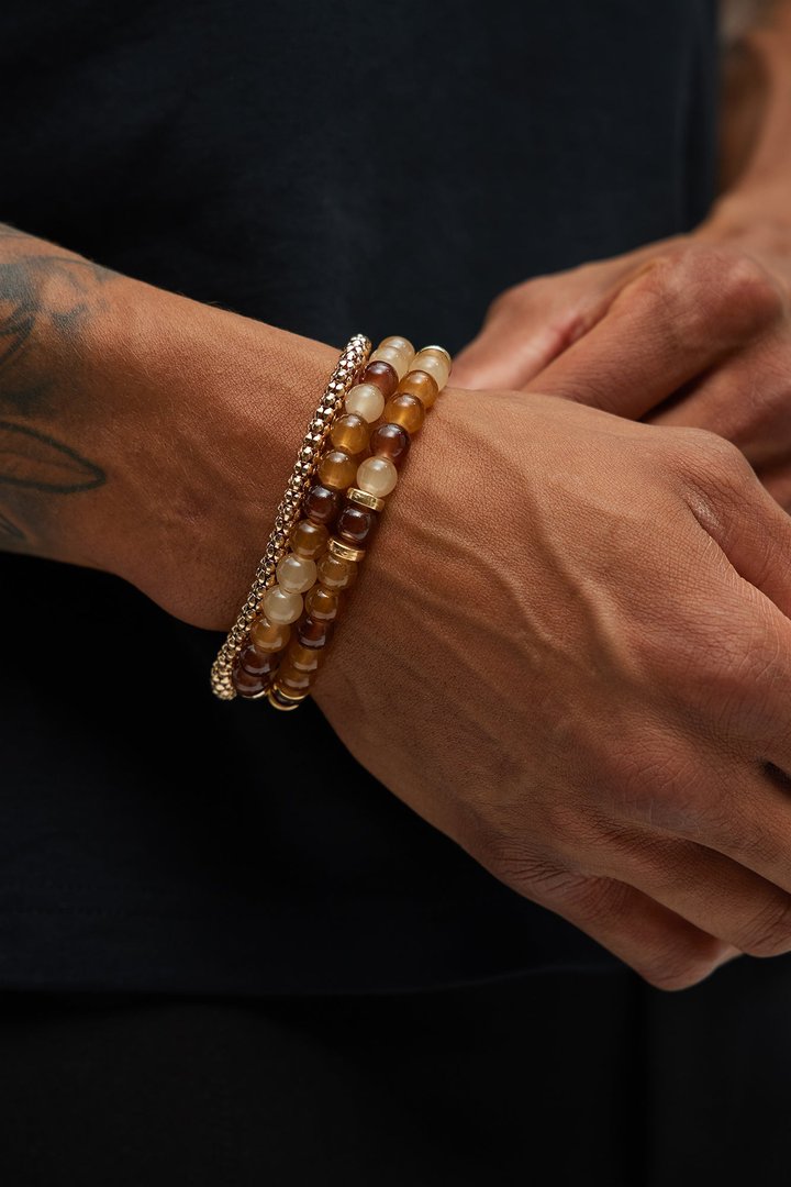 Santaiago Bracelet Set - Brown Combo