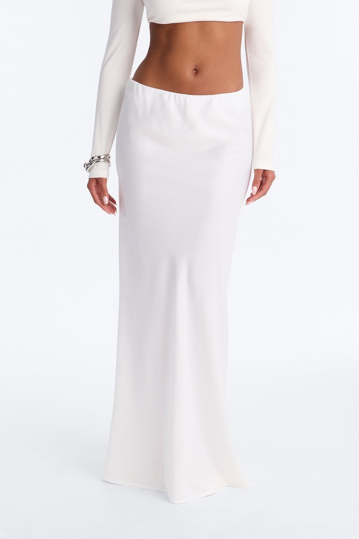Brunch to GNO Satin Maxi Skirt - Ivory