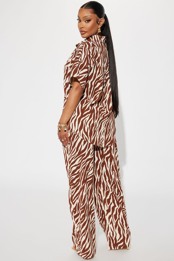 A New Direction Pant Set - Brown/combo