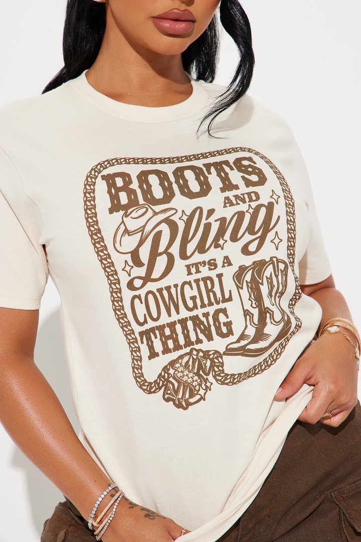 Boots And Bling Cowgirl Thing Tee - Off White