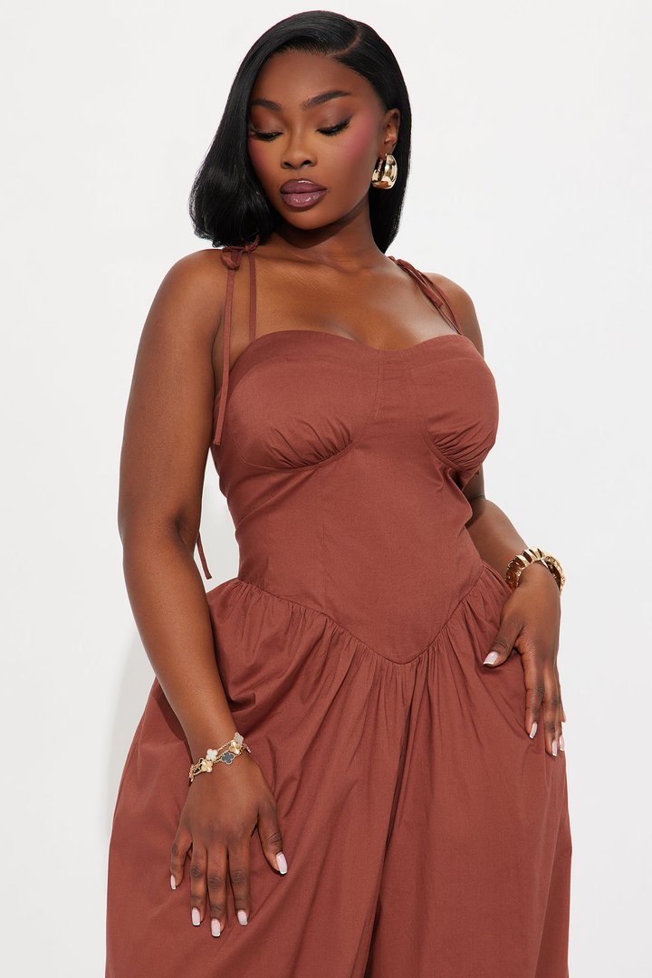 Lighter Than Air Poplin Jumpsuit - Chocolate
