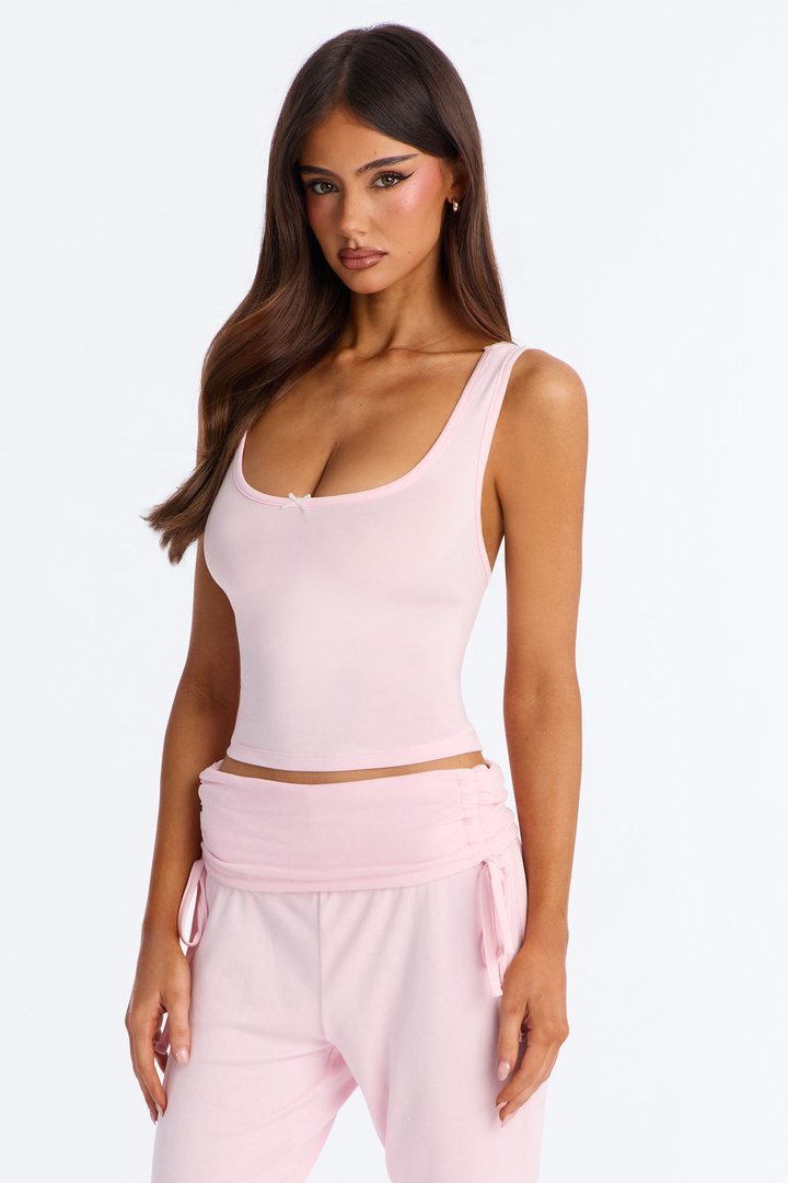 Petty Dreams Tank PJ Foldover Pant Set - Pink