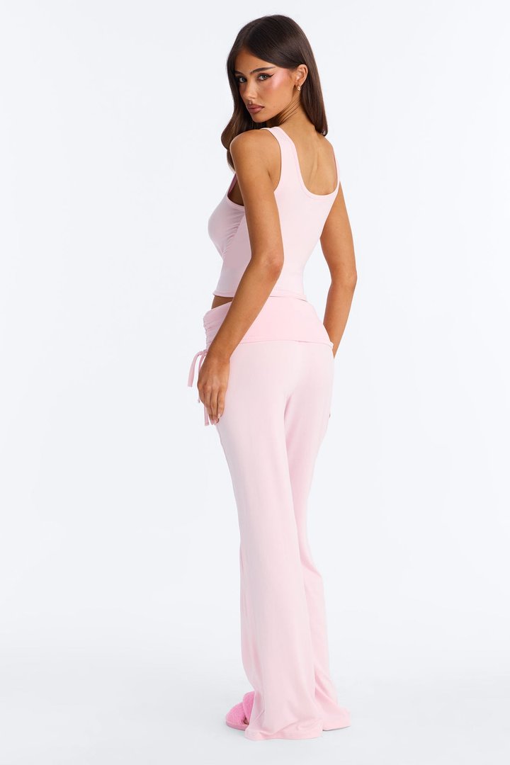 Petty Dreams Tank PJ Foldover Pant Set - Pink