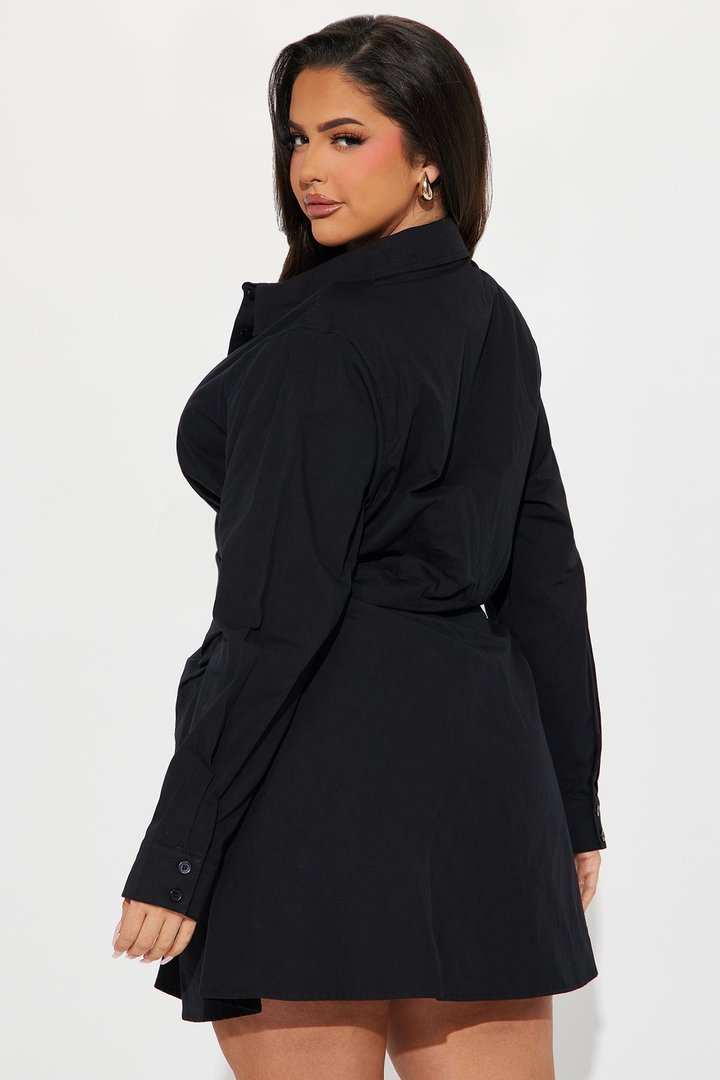 Friday Feels Shirt Dress - Black