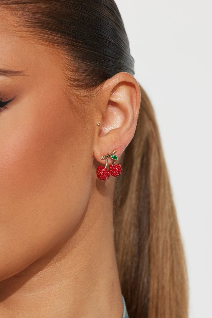 The Cherry On Top Earrings - Red