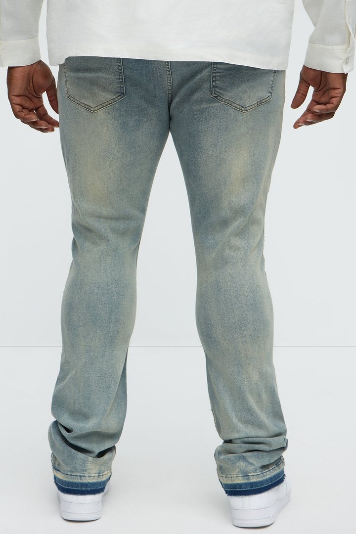 Stacked Skinny Flare On My Bling Distressed Jeans - Medium Blue Wash