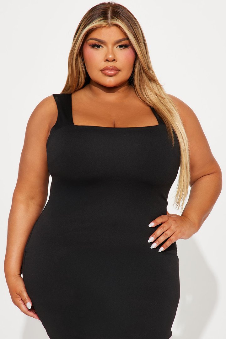 Colette Double Lined Midi Dress - Black