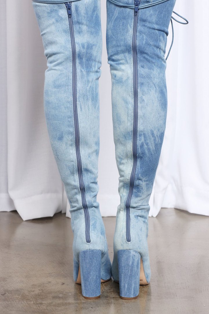Living Legacy Over The Knee Boots - Denim