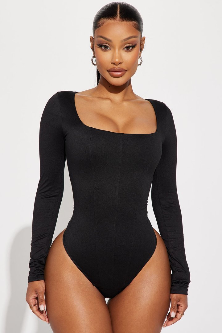 Sammy Square Neck Bodysuit - Black