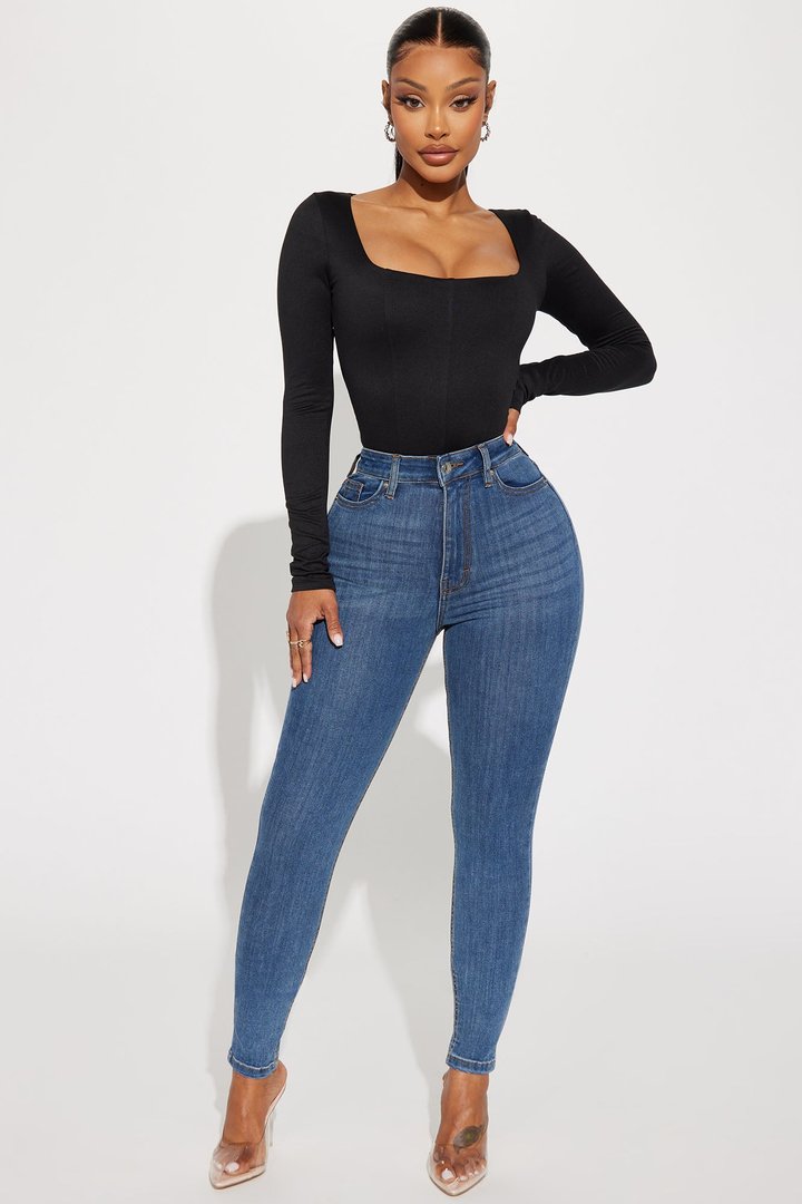 Sammy Square Neck Bodysuit - Black
