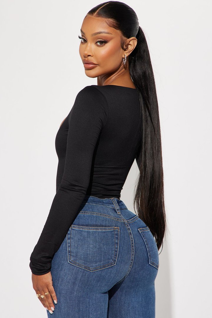 Sammy Square Neck Bodysuit - Black
