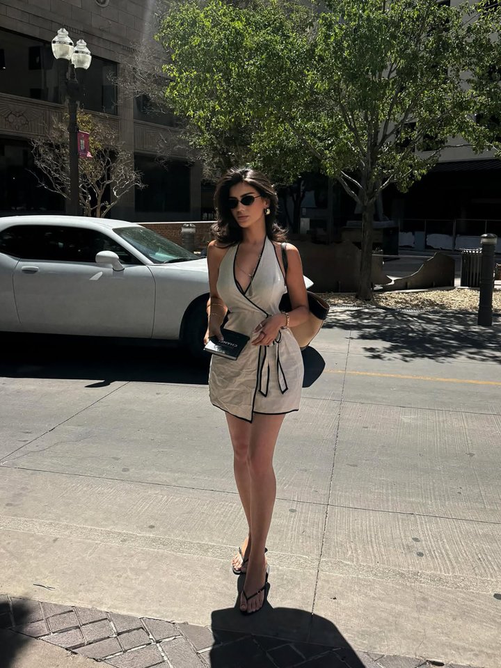 Selma Linen Mini Dress - Beige