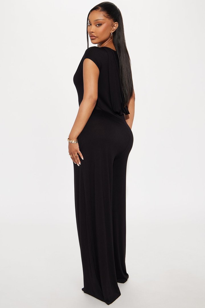 Nayali Knit Hooded Jumpsuit - Black