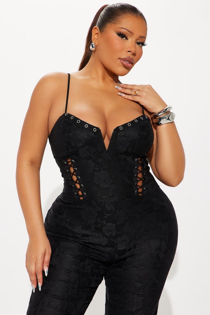 Alexis Lace Jumpsuit - Black