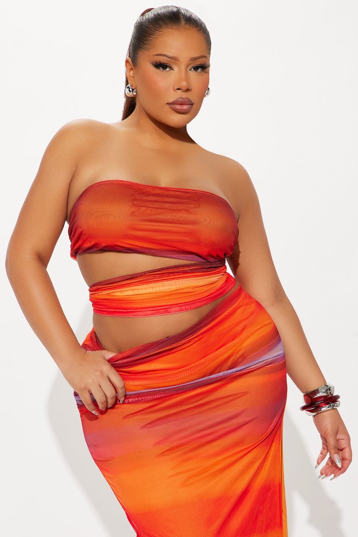 Horizon Heat Mesh Skirt Set - Orange/combo