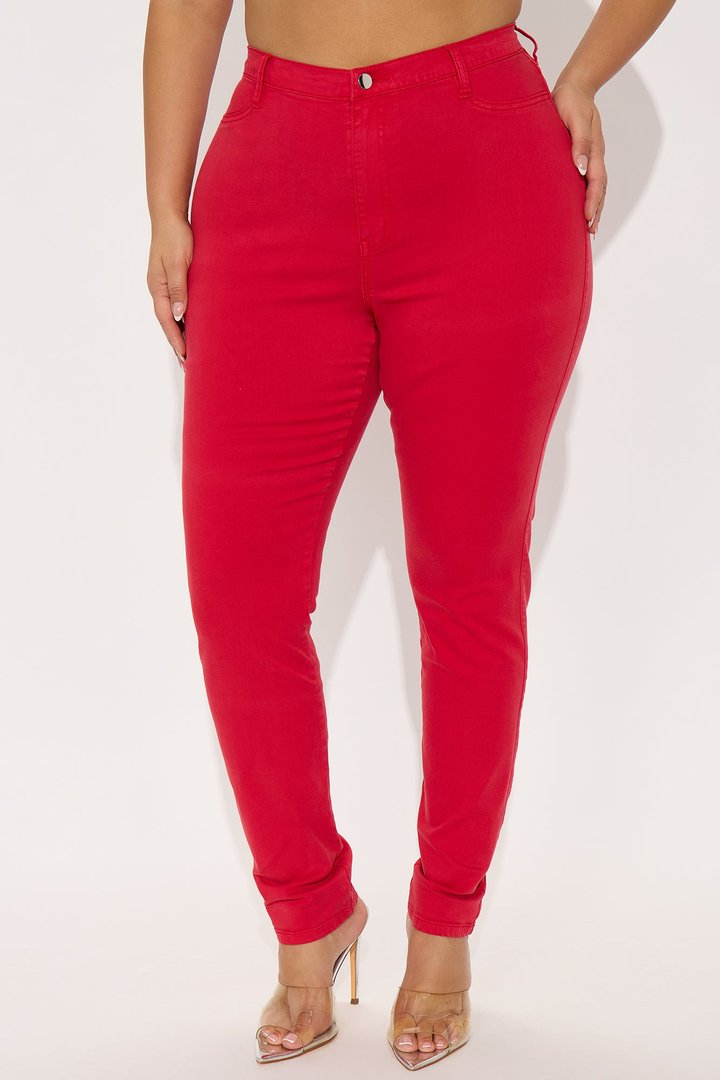 Tall Classic Color High Waist Skinny Jeans - Red