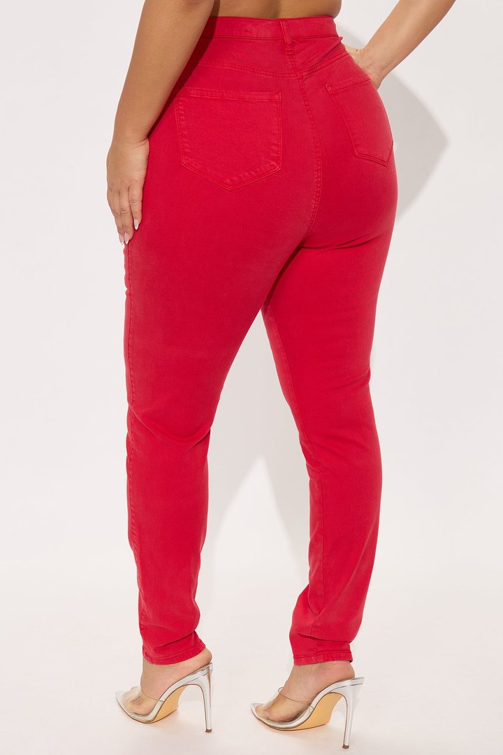 Tall Classic Color High Waist Skinny Jeans - Red