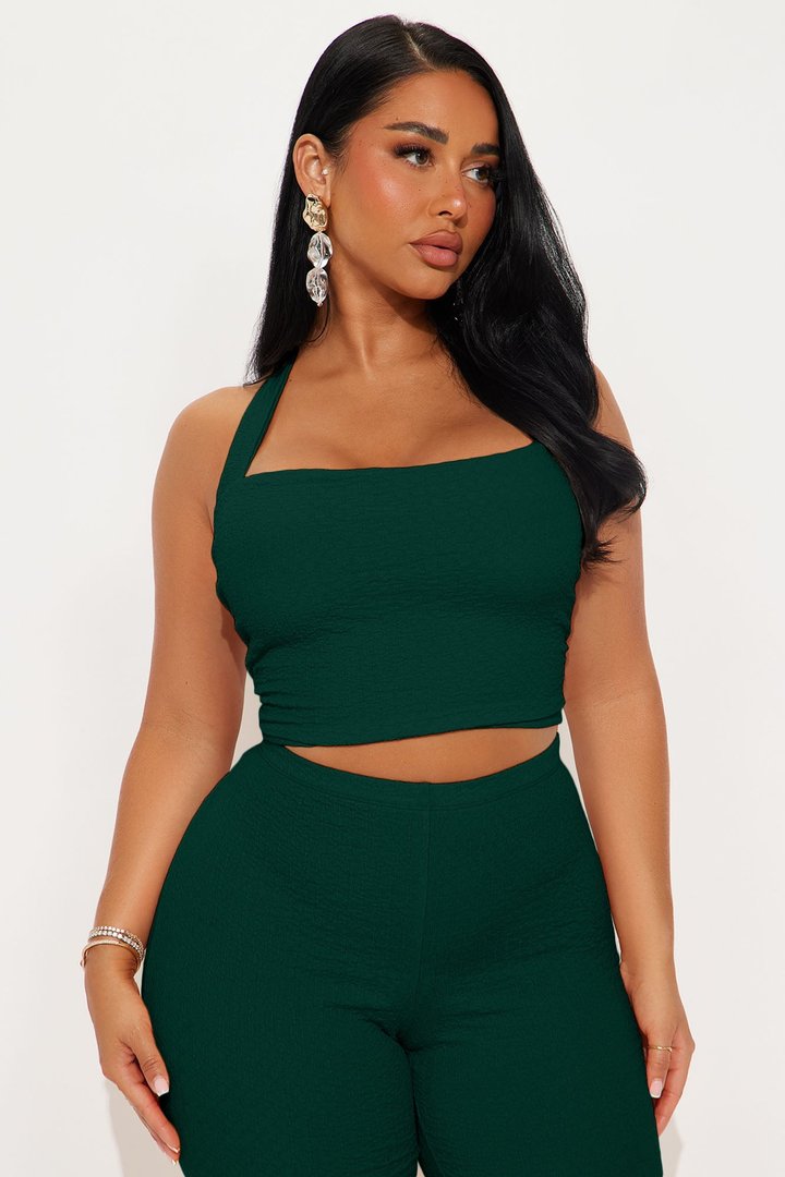 Delilah Textured Halter Capri Pant Set - Hunter