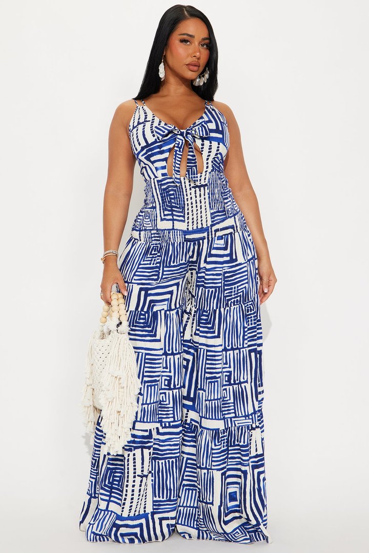 Kamiyah Abstract Printed Jumpsuit - Navy/combo
