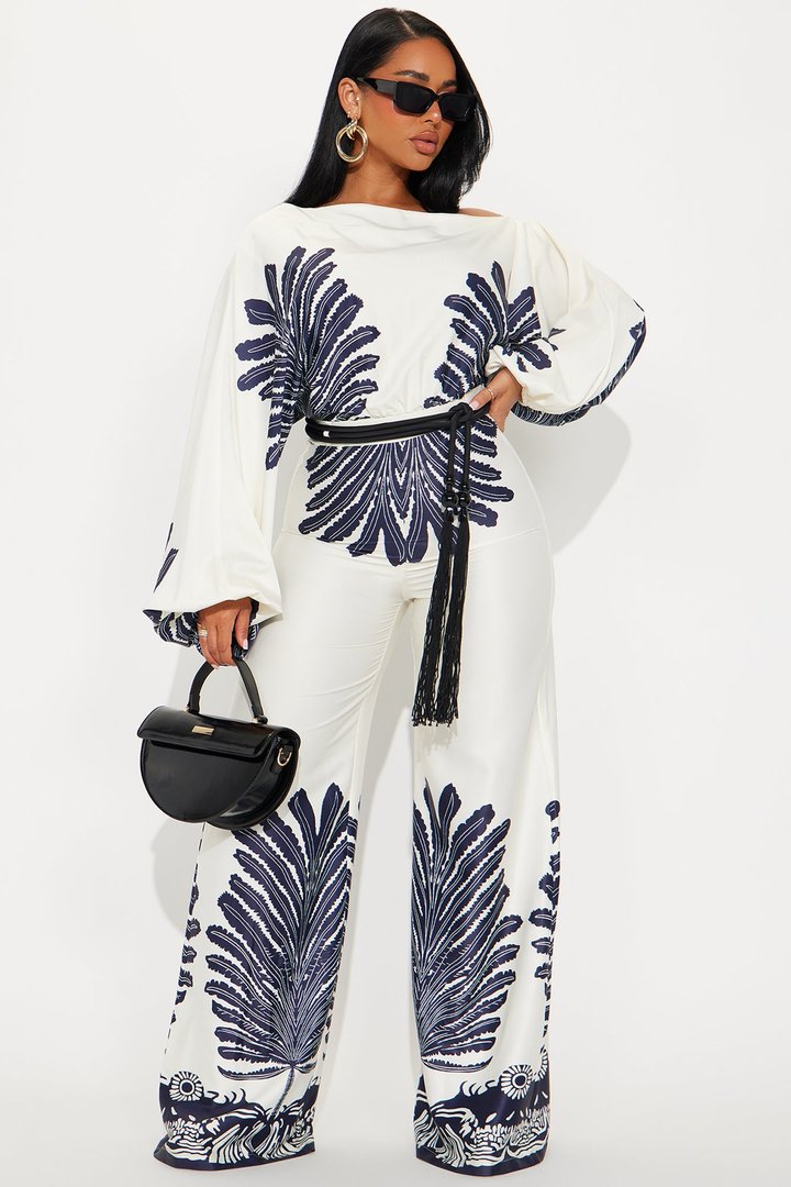 Santorini Stopover Satin Jumpsuit - Navy/combo