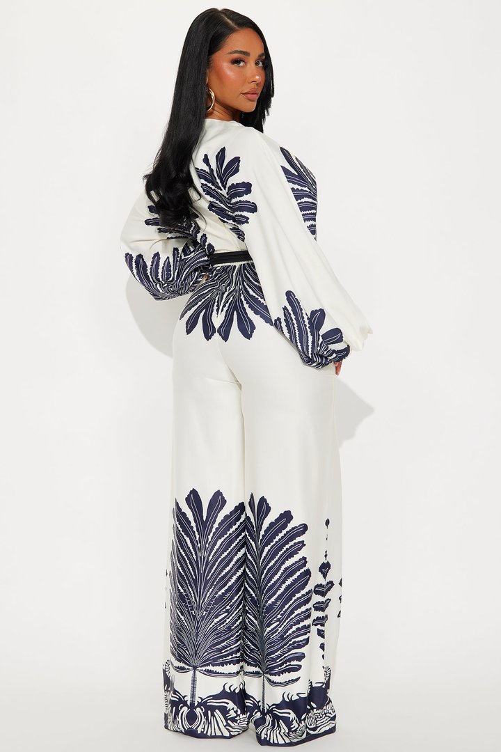 Santorini Stopover Satin Jumpsuit - Navy/combo