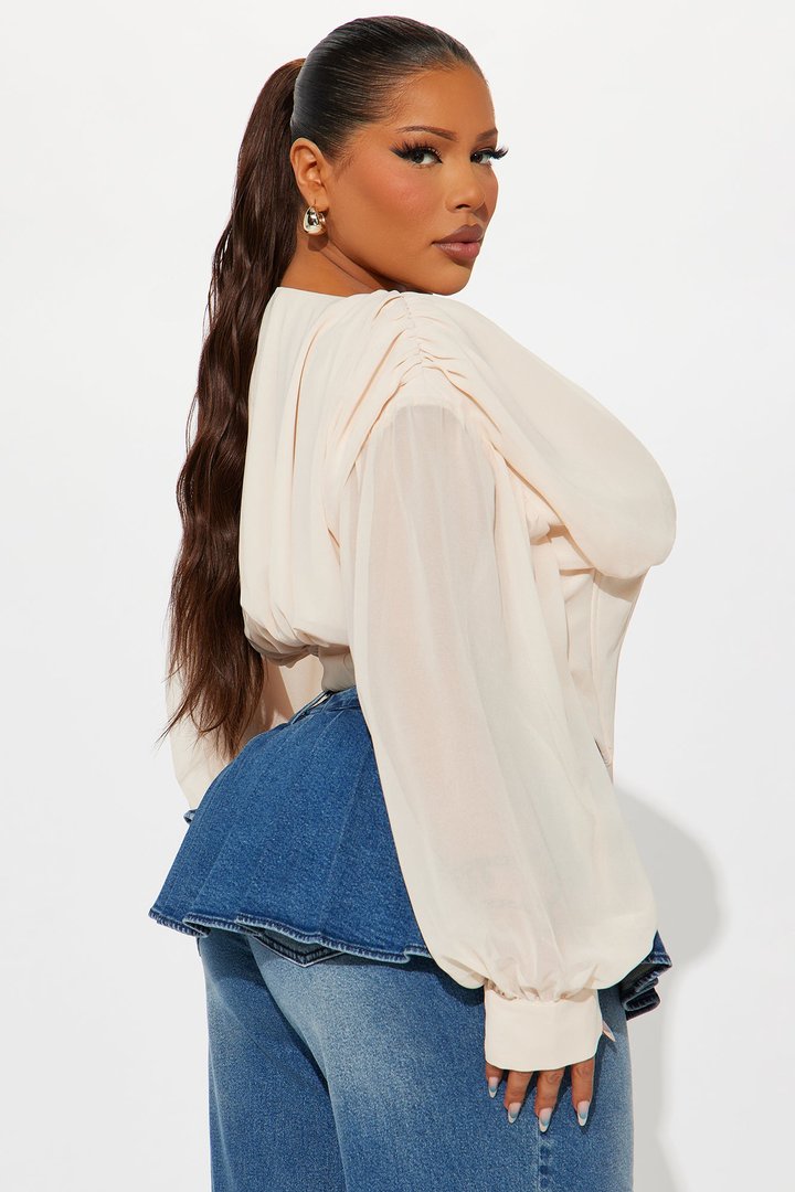 Cute But Psycho Chiffon Corset Top - Cream