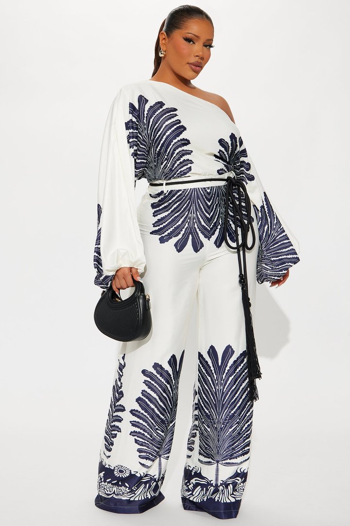 Santorini Stopover Satin Jumpsuit - Navy/combo