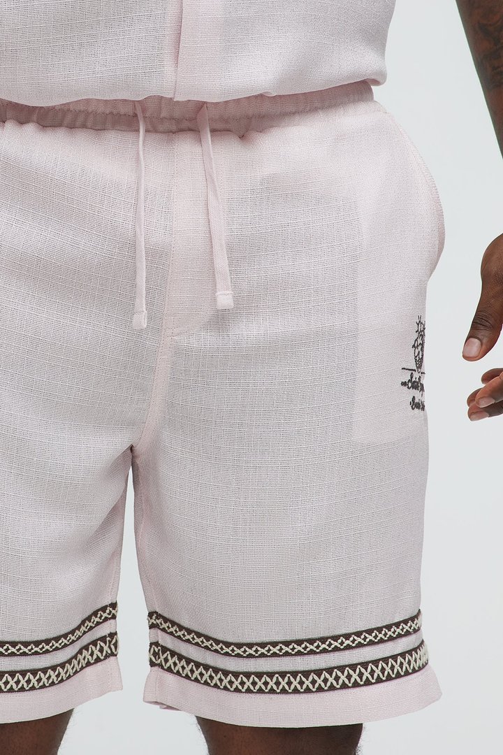Saint Tropez Beach Club Linen Like Relaxed Short - Pink