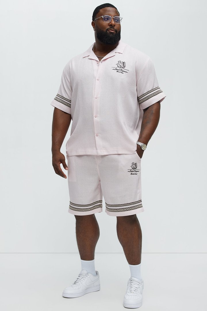 Saint Tropez Beach Club Linen Like Relaxed Short - Pink