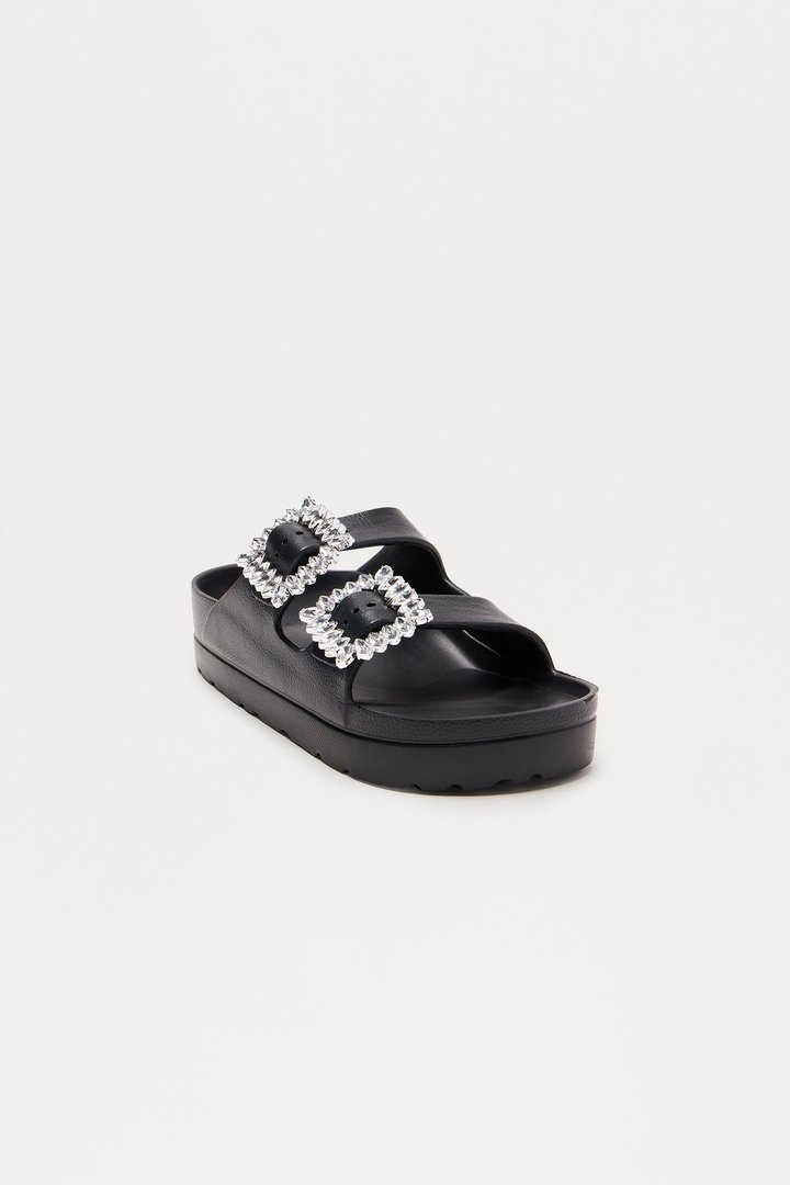Kryslin Jewel Buckle Sandals - Black