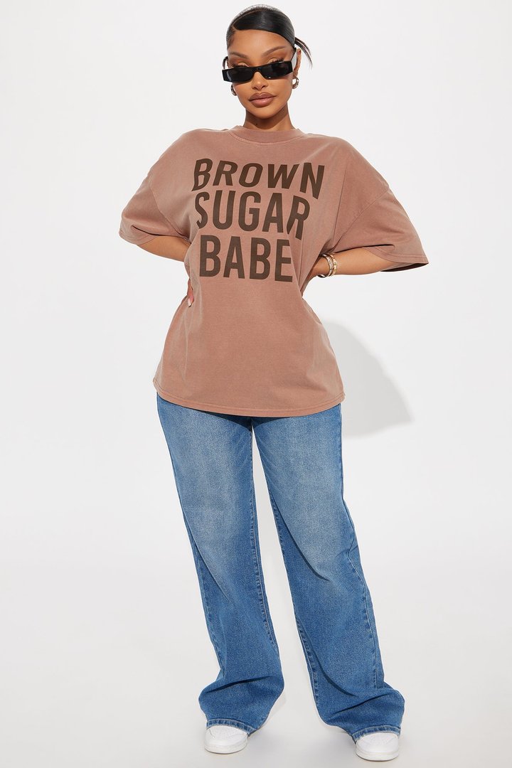 Brown Sugar Babe Washed Tee - Brown