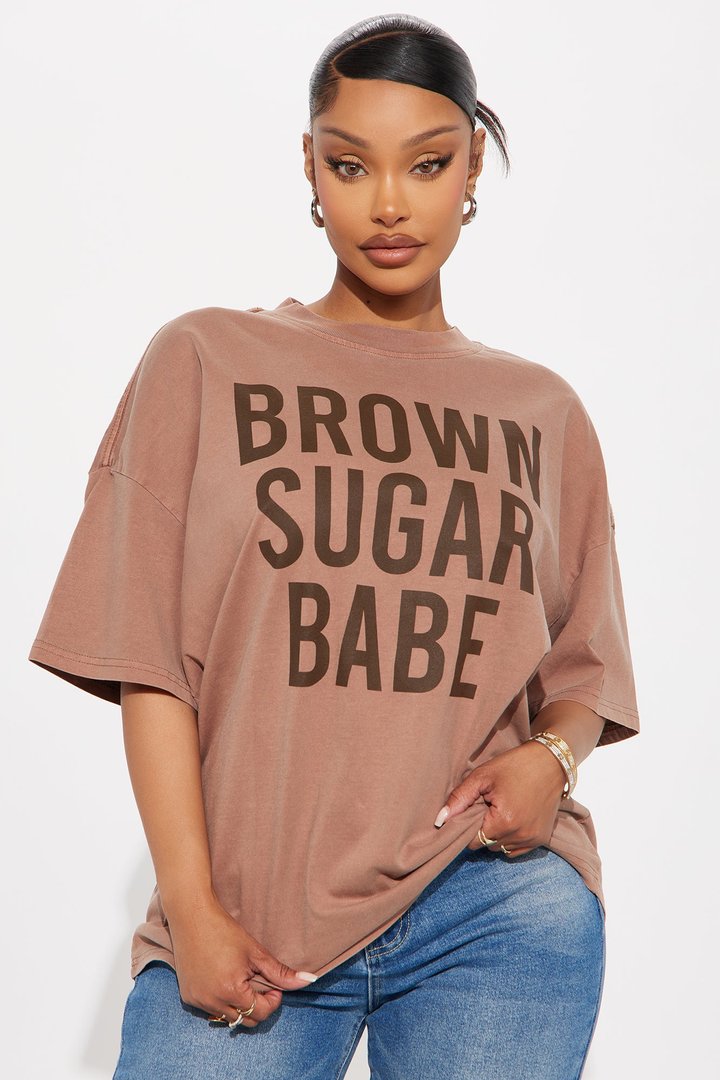 Brown Sugar Babe Washed Tee - Brown