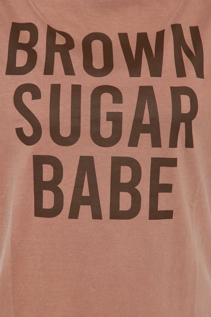 Brown Sugar Babe Washed Tee - Brown